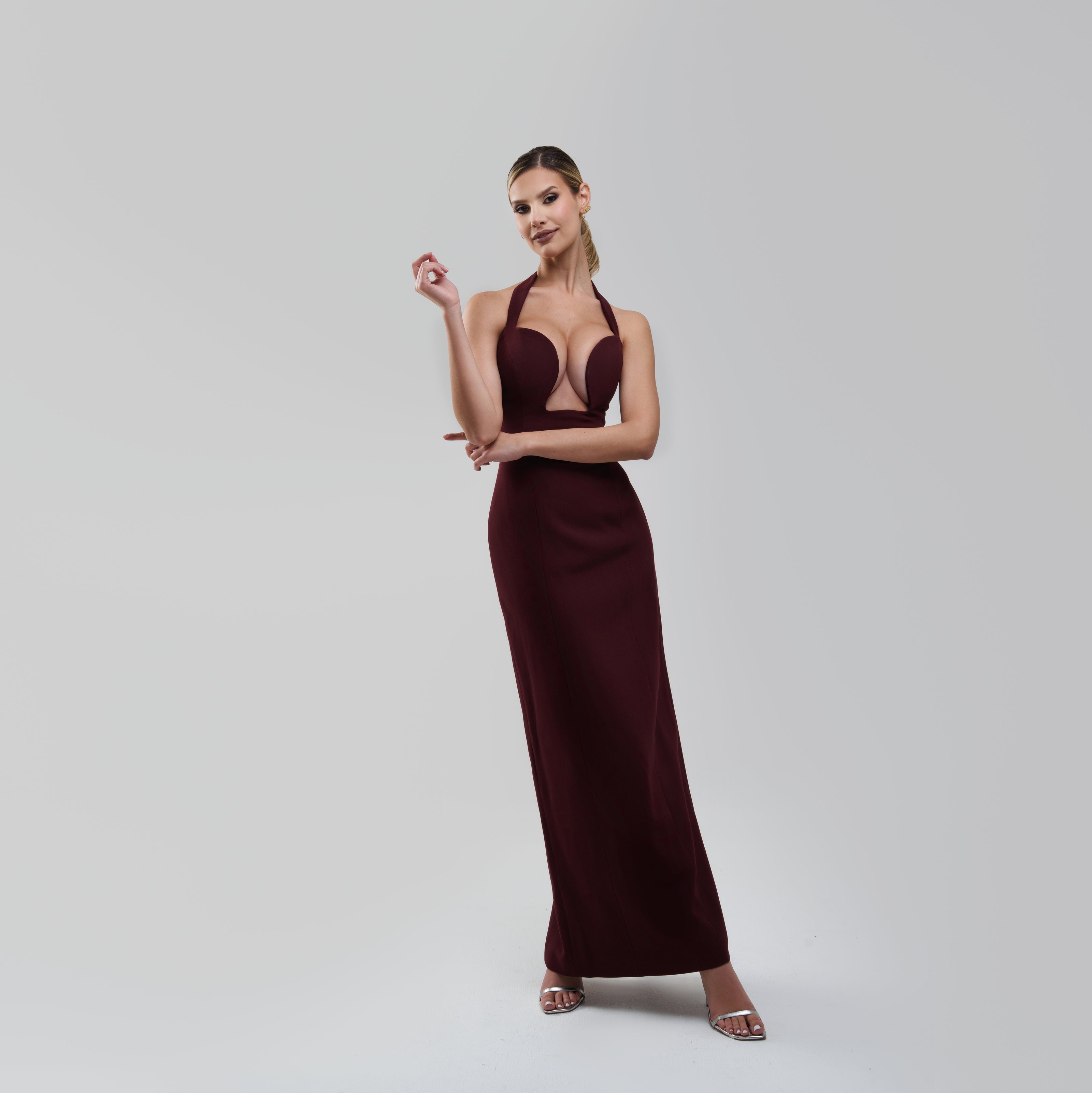 V.E. Cherry Lacquer Maxi Dress