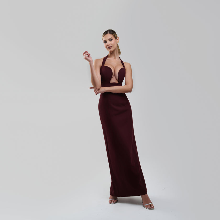 V.E. Cherry Lacquer Maxi Dress