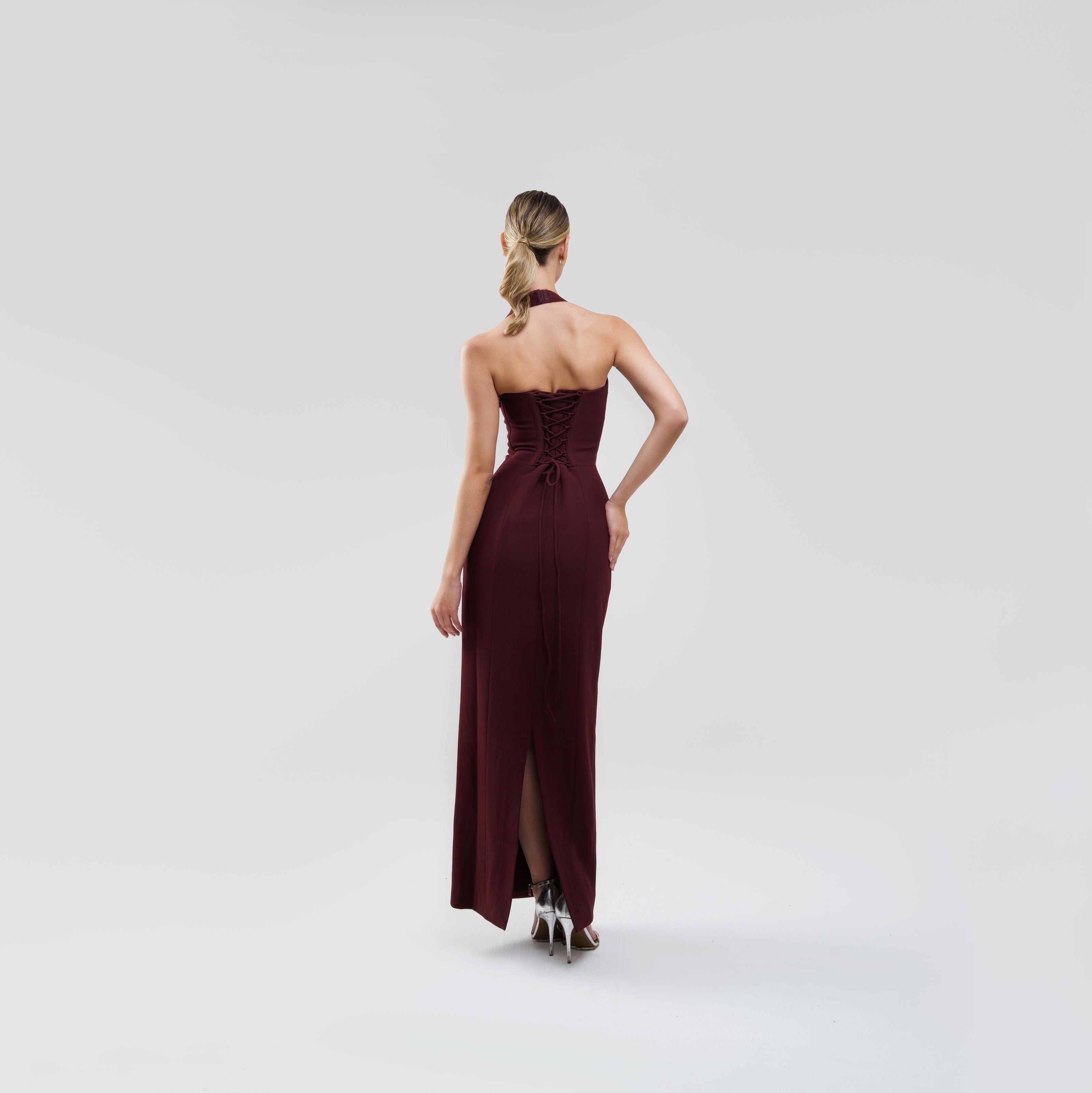 V.E. Cherry Lacquer Maxi Dress