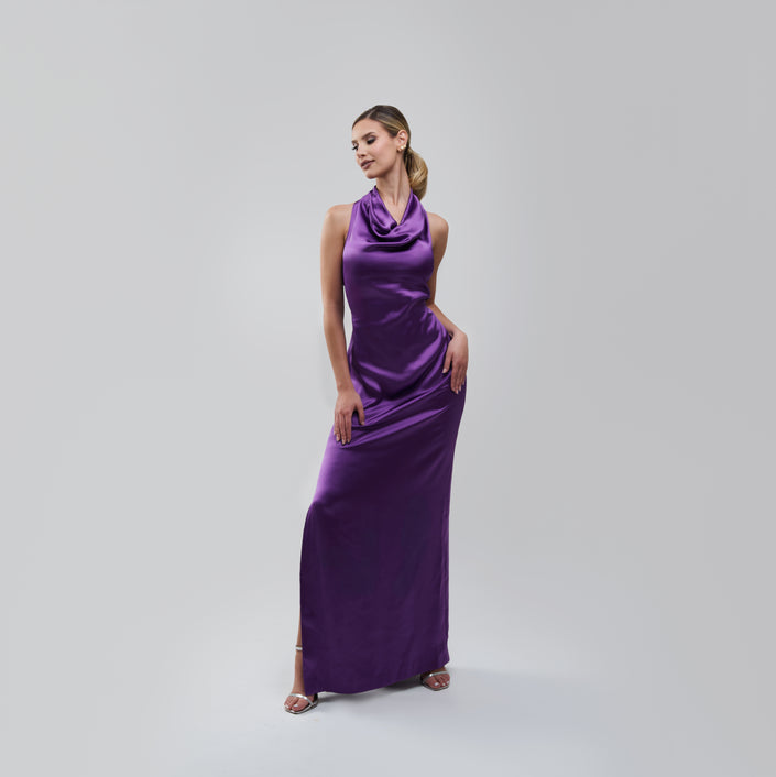 Badgley Mischka Draped Satin Gown