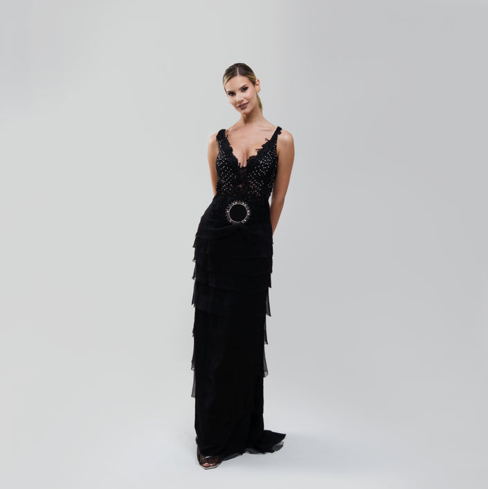 V.E. Black Belt Dress