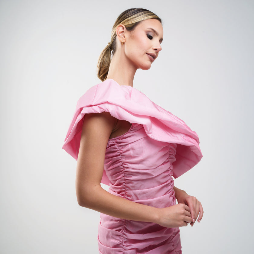 Rotate Birger Christensen Tabbina One‑Shoulder Ruffled Organza Mini Dress