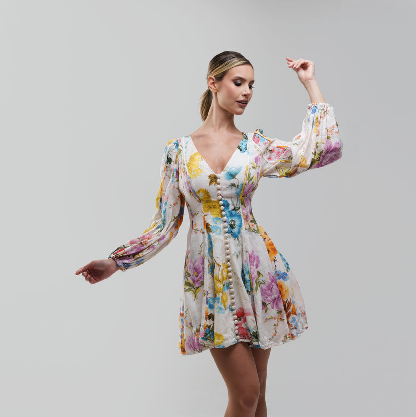 Zimmermann Halcyon Panelled Linen Mini Dress