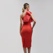 Rebecca Vallance Calla one-shoulder bow-detailed cloqué midi dress