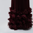V.E. Burgundy Pleated Flower Maxi Dress