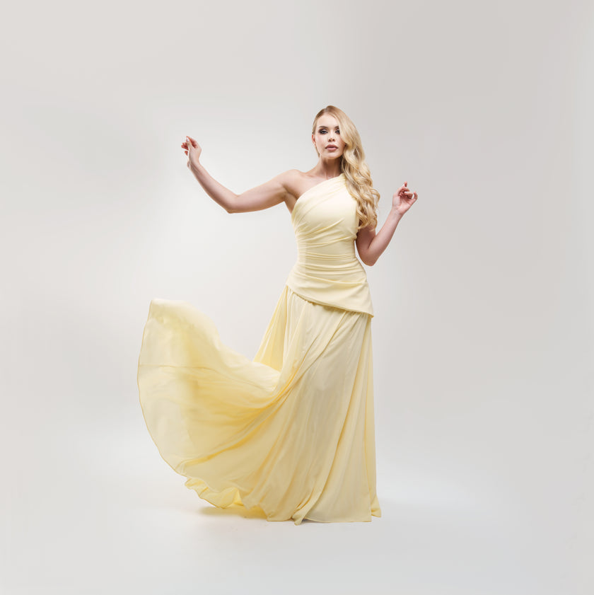 V.E. Lemon Flow Maxi Dress