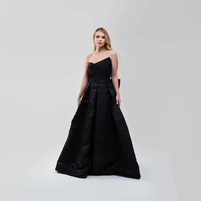 EDB Black Ribbon Gown Long Dresss
