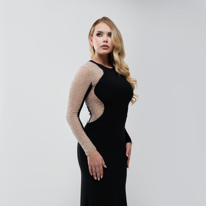 V.E. Crystal Sleeve Long Dress