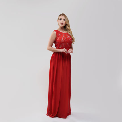 V.E. Red Lace Long Dress