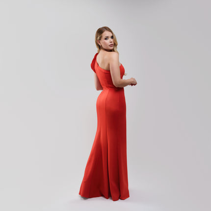 V.E. Red Flower Long Dress