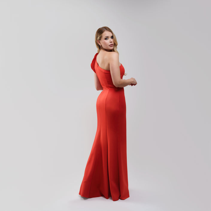 V.E. Red Flower Long Dress