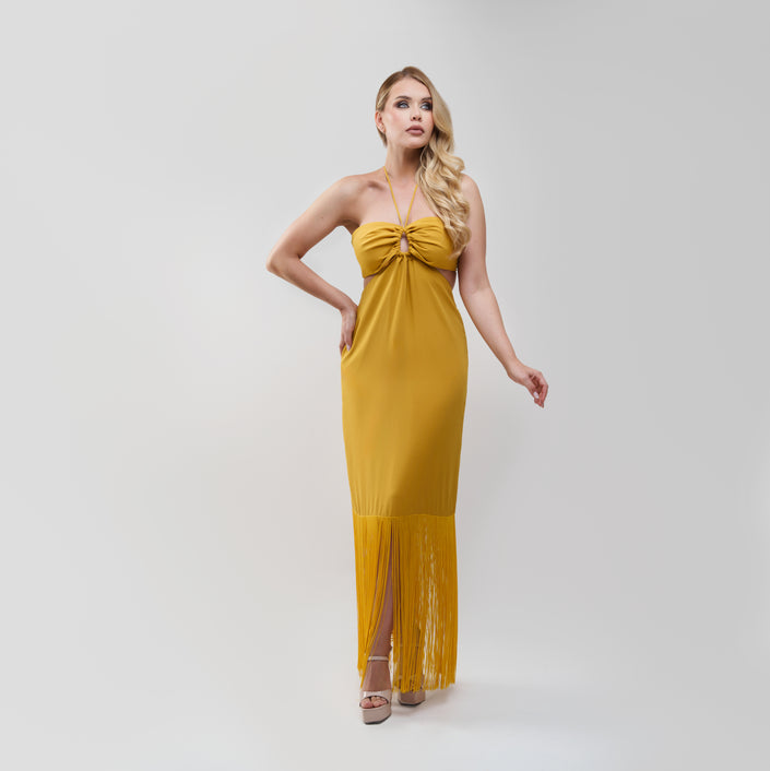 No Pise La Grama Arrecife Fringe Midi Dress