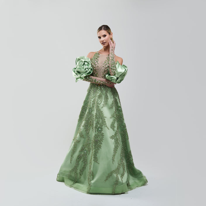 Nidal Nouaihed Universe Green Gown Long Dress