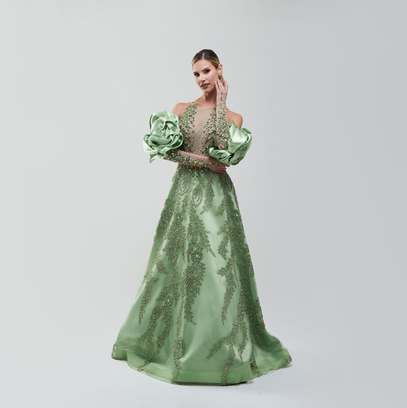 Nidal Nouaihed Universe Green Gown Long Dress