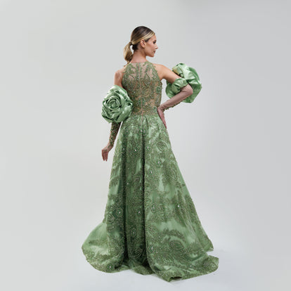 Nidal Nouaihed Universe Green Gown Long Dress