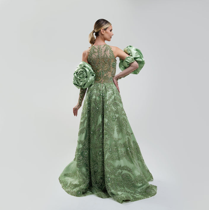Nidal Nouaihed Universe Green Gown Long Dress