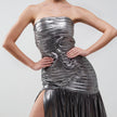Retrofête Josie Strapless Lamé Maxi Dress