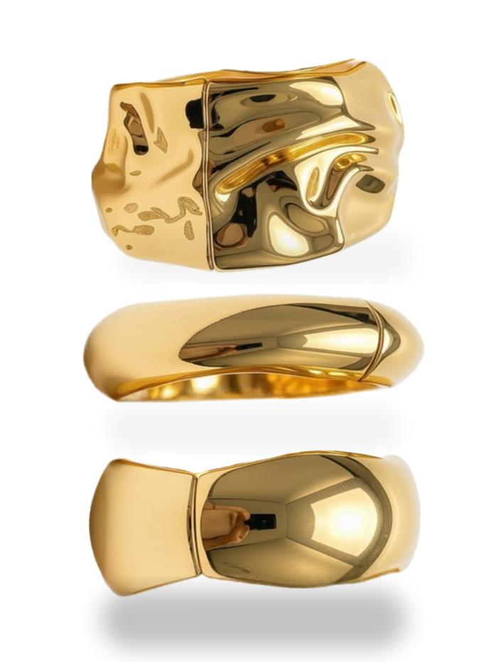 Set de Brazaletes Bisagra Escultóricos Dorado