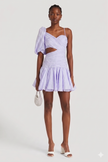 Sandro One‑Sleeve Cutout Linen‑Blend Mini Dress