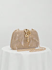 Clutch Ovalado Rígido Efecto Mármol Taupe / Beige con Broche Joya Serpiente