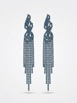 Zarcillos Largos Flecos de Strass en Azul