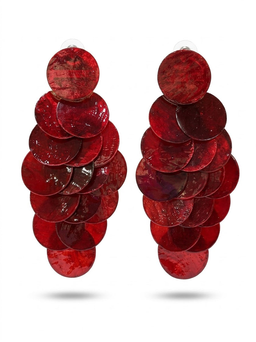 Zarcillos XL Red Paillette Drop Statement