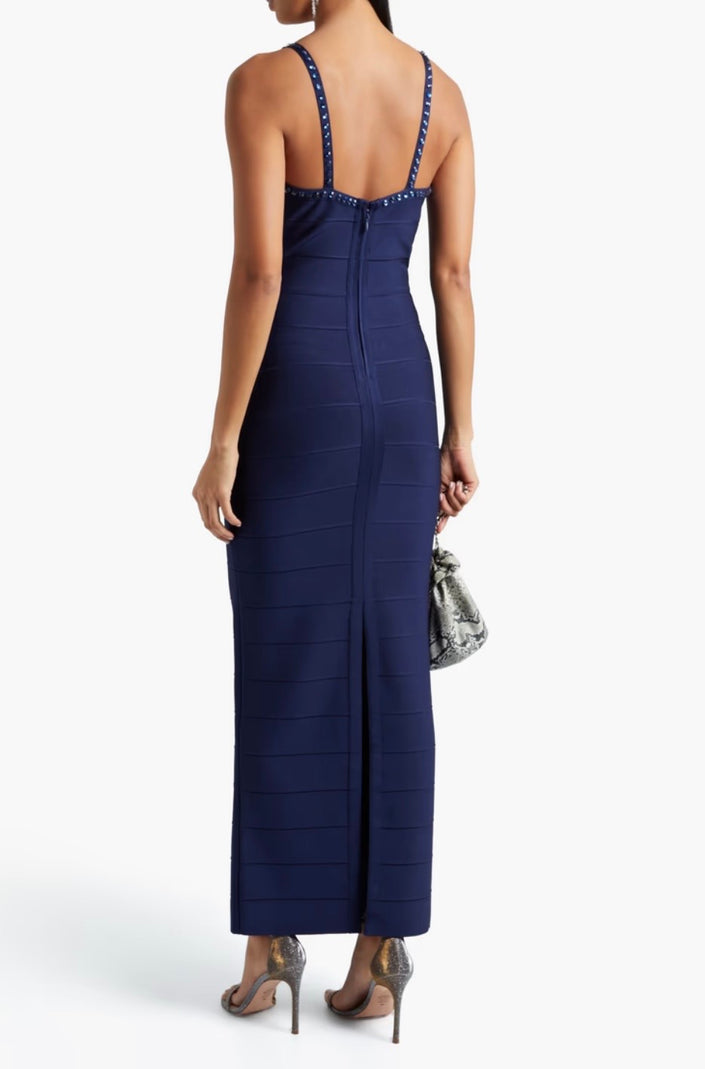 Herve Leger Crystal‑Embellished Bandage Maxi Dress