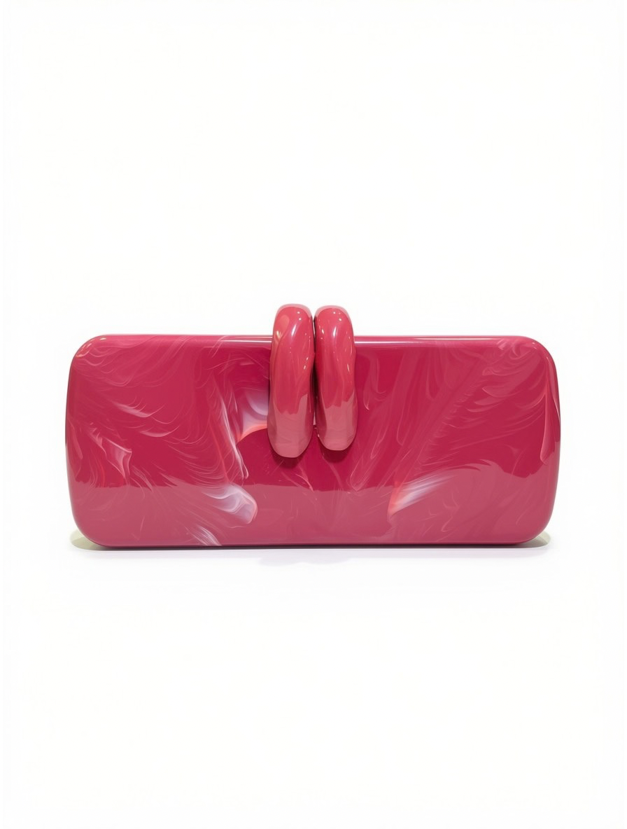Clutch de Gala Rígido de Resina Magenta / Fucsia con Cierre Escultórico Tonal