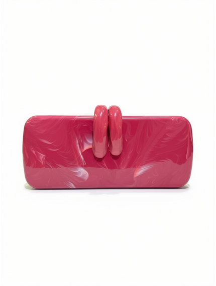 Clutch de Gala Rígido de Resina Magenta / Fucsia con Cierre Escultórico Tonal