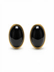 Zarcillos Botón Ovalados Black Onyx Vintage Statement