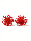 Zarcillos Botón Redondos Red Crystal Cluster