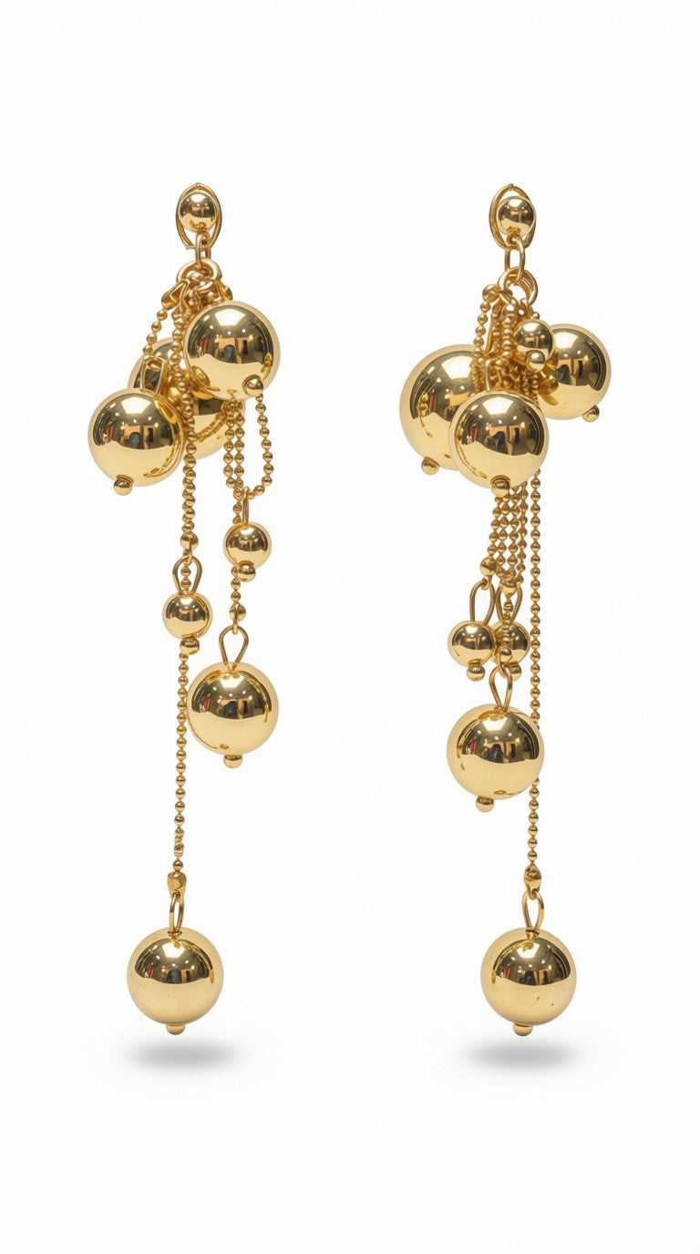 Zarcillos Cascadas Móviles Gold Sphere Chandelier
