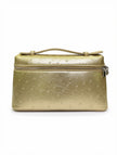 Clutch de Gala Rectangular Dorado Metálico con Asa Superior y Textura