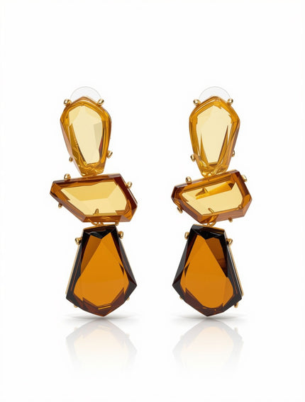 Zarcillos Escultóricos en Tonos Ámbar y Miel