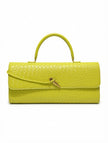 Clutch Rígido de Gala con Asa Superior en Textura Trenzada Chartreuse / Verde Lima