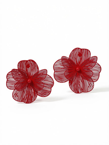 Zarcillos XL Red Floral Wire Statement