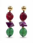 Zarcillos Drop Statement Color Pop con Base Dorada
