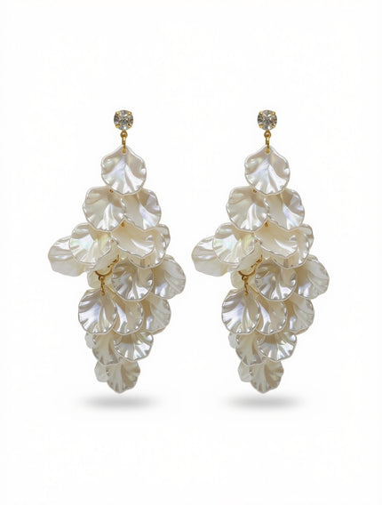 Zarcillos Largos Pearl Petal Drop Statement