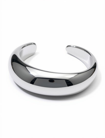 Set Brazaletes Cuffs Escultóricos Plateados